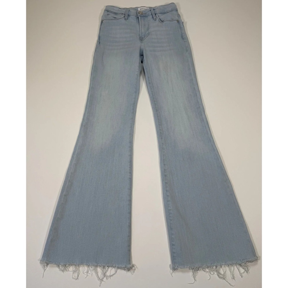 FRAME Le Easy Flare‎ Jeans Womens 24 23x29 Light Wash Raw Hem Flare Denim